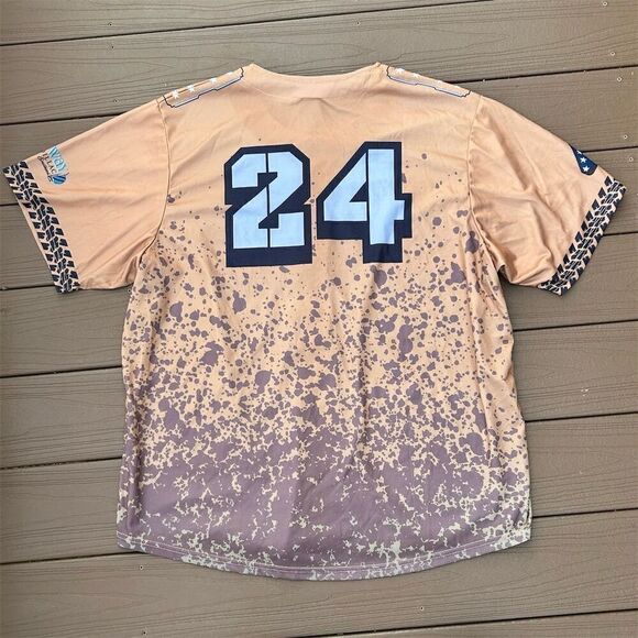 Space Cowboys Men's XL Brown Baseball Jersey Splatter Pattern #24 - Picture 2 of 6
